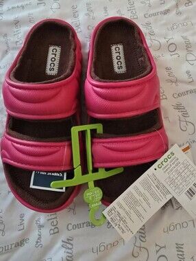 CROCS Bright Pink Double-Strap Slide Sandals Size M6/W8